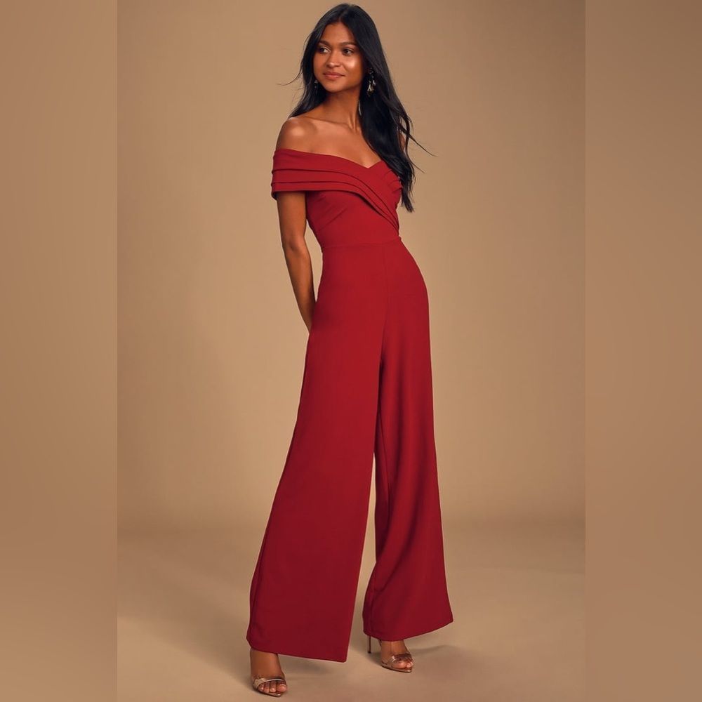 LULU'S Stand Tall Off Shoulder Jumpsuit *NEW*